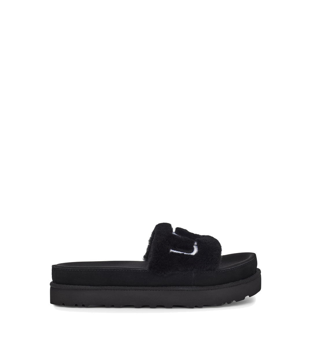 Ugg black 2024 furry slides