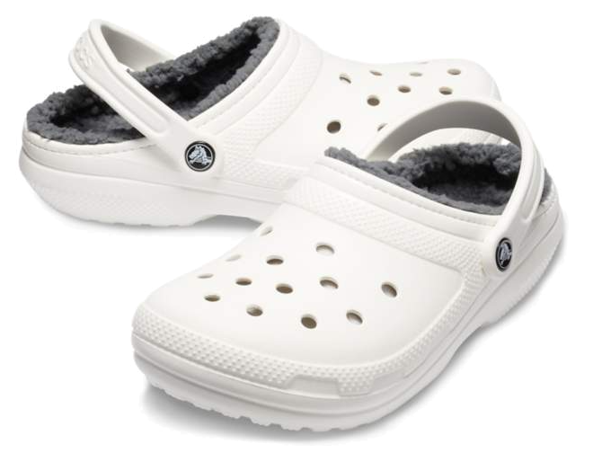 White fuzzy top crocs size 9