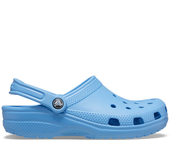 Metallic top blue crocs