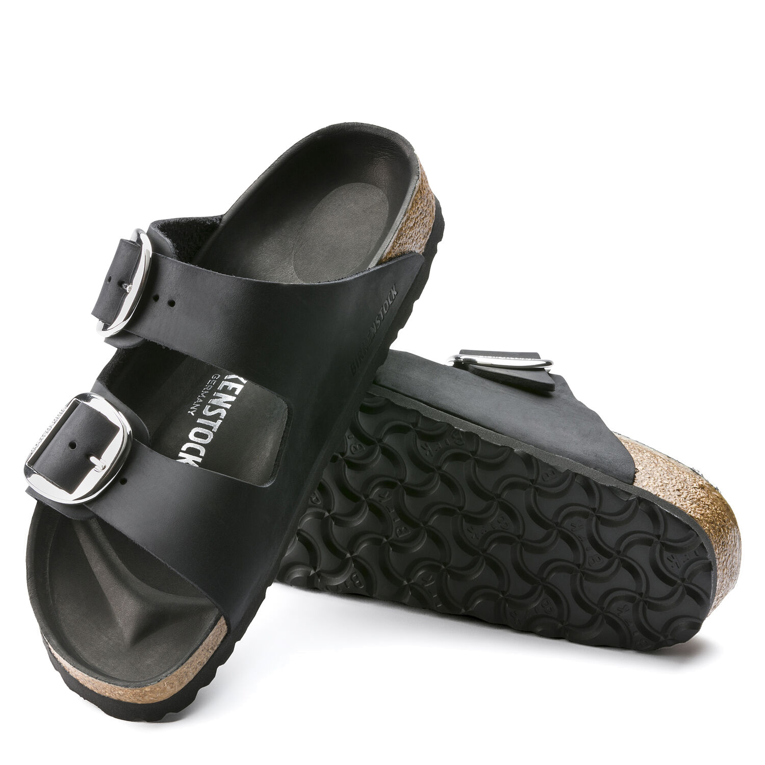 Arizona Big Buckle Black Oiled Leather Women Village Shoes Fresno