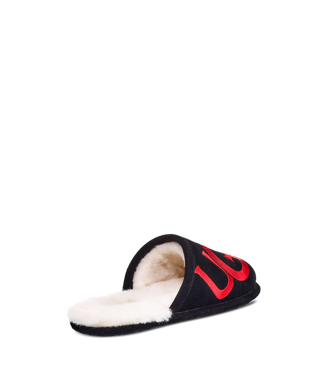 Ugg scuff logo discount black and red