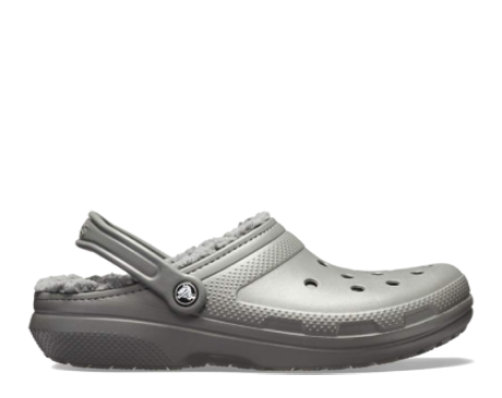 Gray top fuzzy crocs