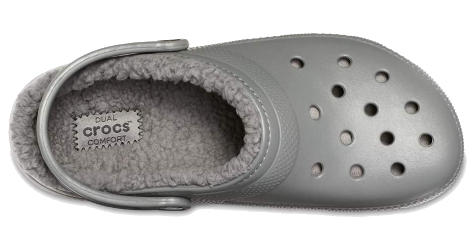 Grey fuzzy crocs online