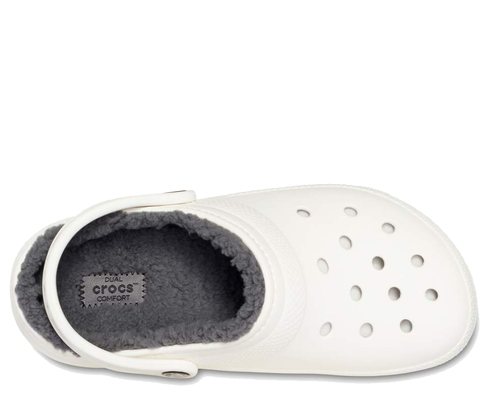 White and grey fuzzy crocs hotsell