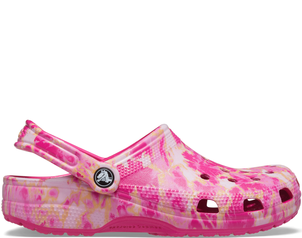 Pink tie top dye crocs